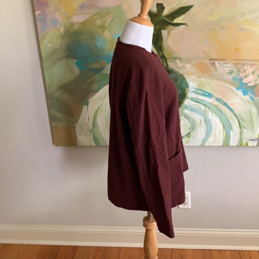 Eileen Fisher Burgundy Textured Open-Front Jacket - Picture 15 of 16